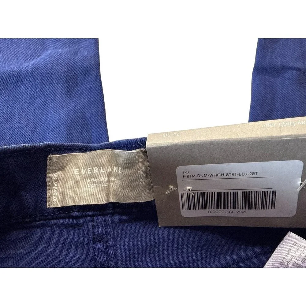 Everlane Way-High Jeans~Size 25 TALL~Blue Straight Leg High Rise Denim NWT L1 44